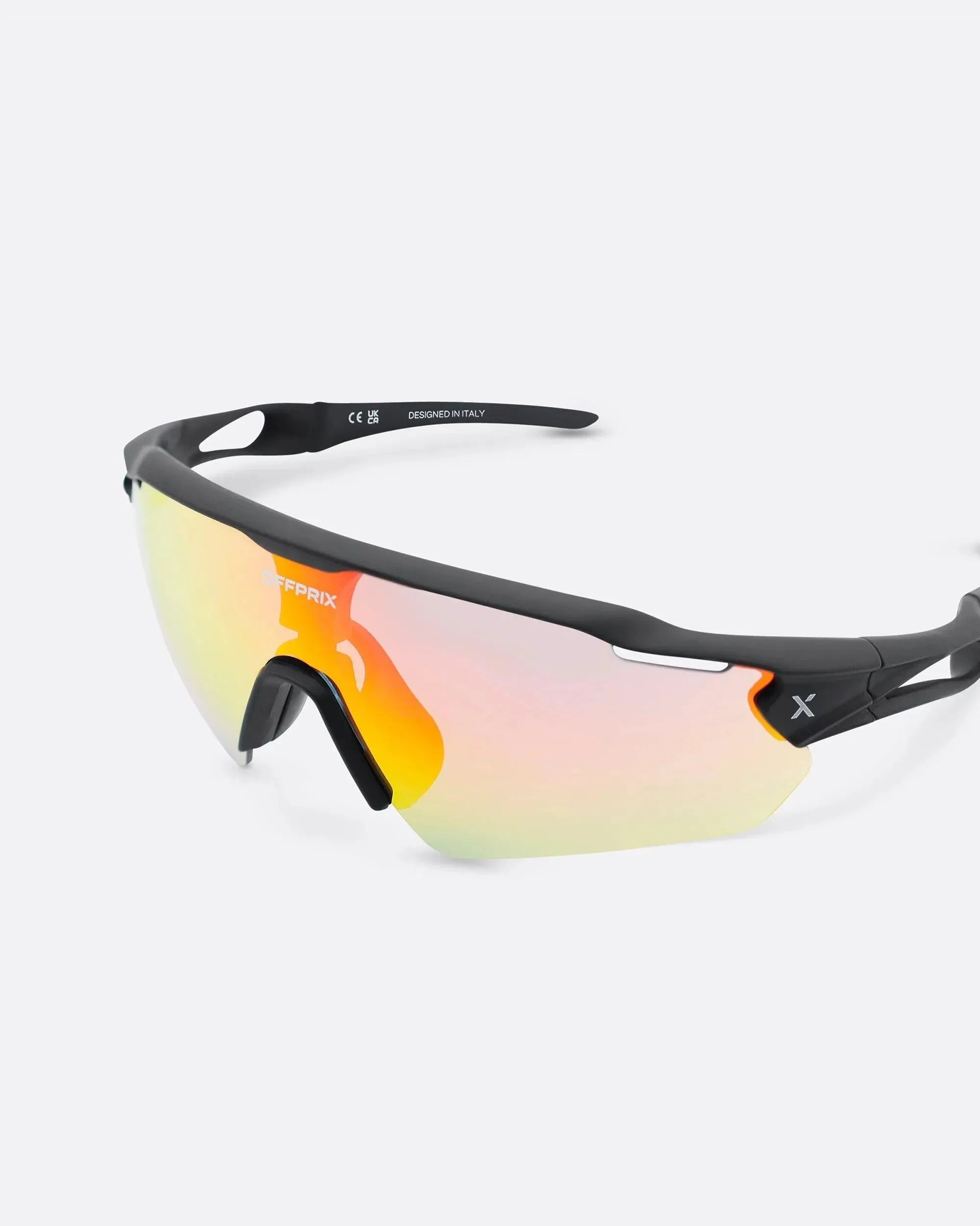LASER BLACK - Red sports sunglasses by OFFPRIX with lightweight durable frame and premium nylon lenses