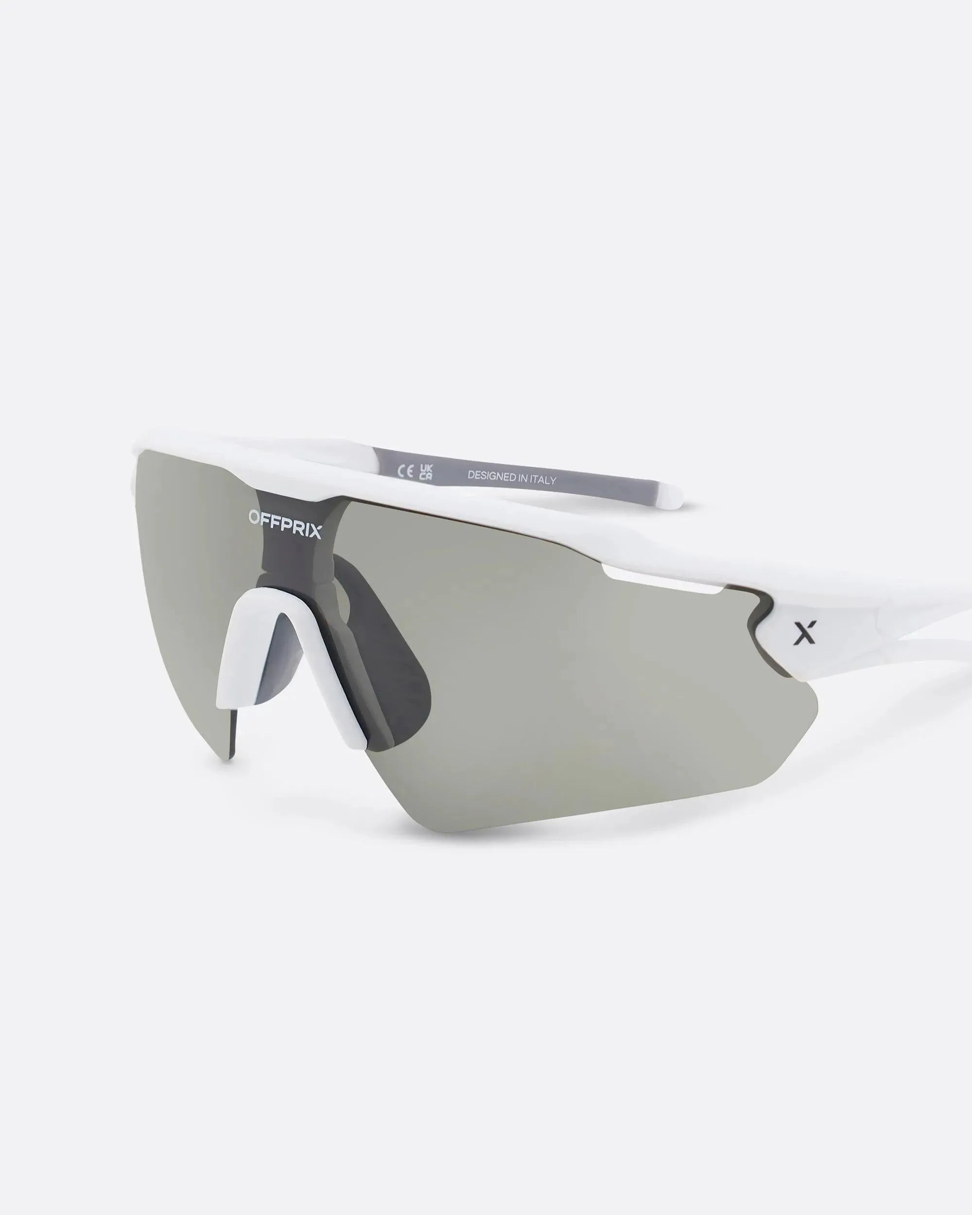 LASER WHITE - Black sports sunglasses by OFFPRIX with lightweight durable frame and premium nylon lenses