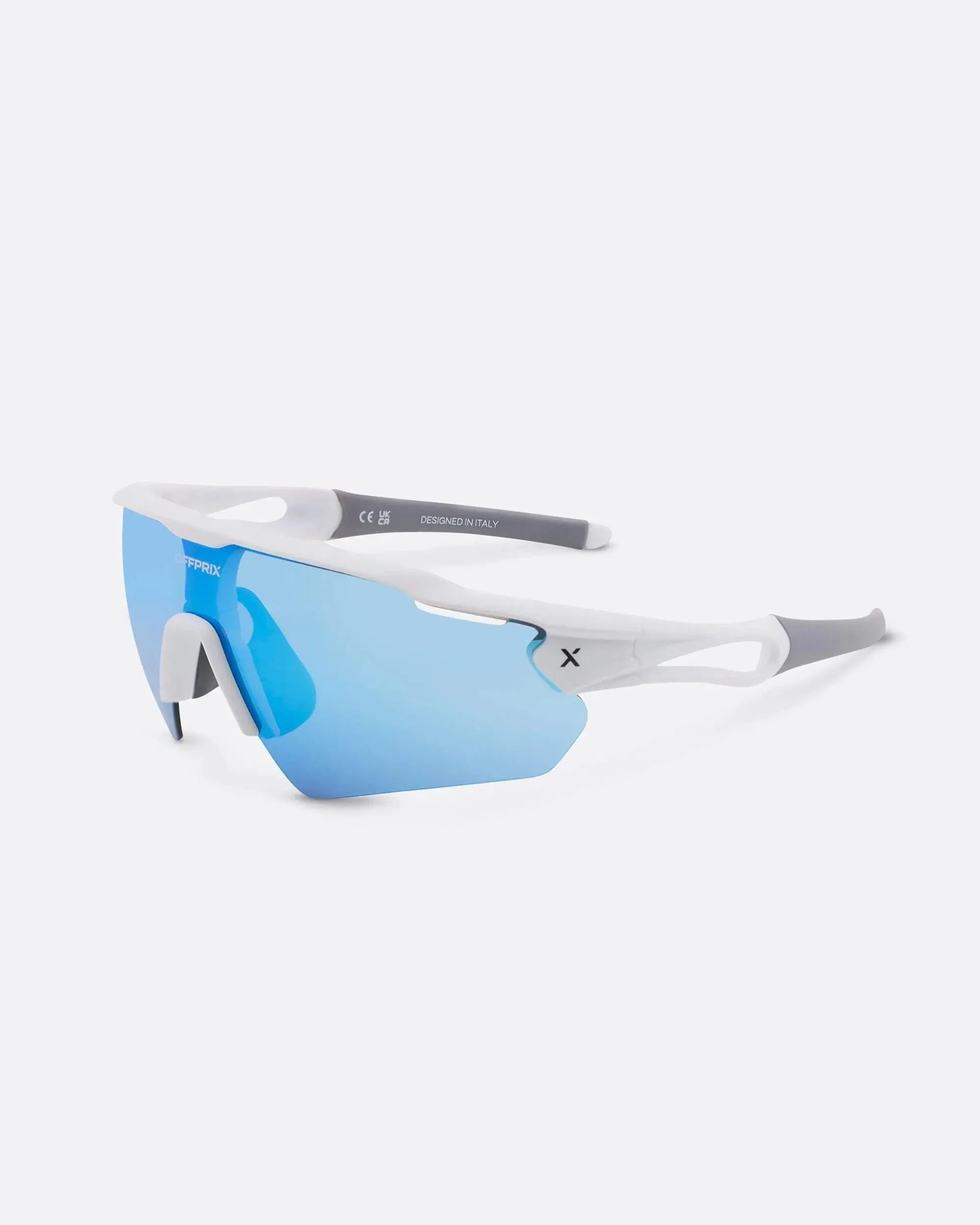 LASER WHITE - Blue sports sunglasses by OFFPRIX with lightweight durable frame and premium nylon lenses