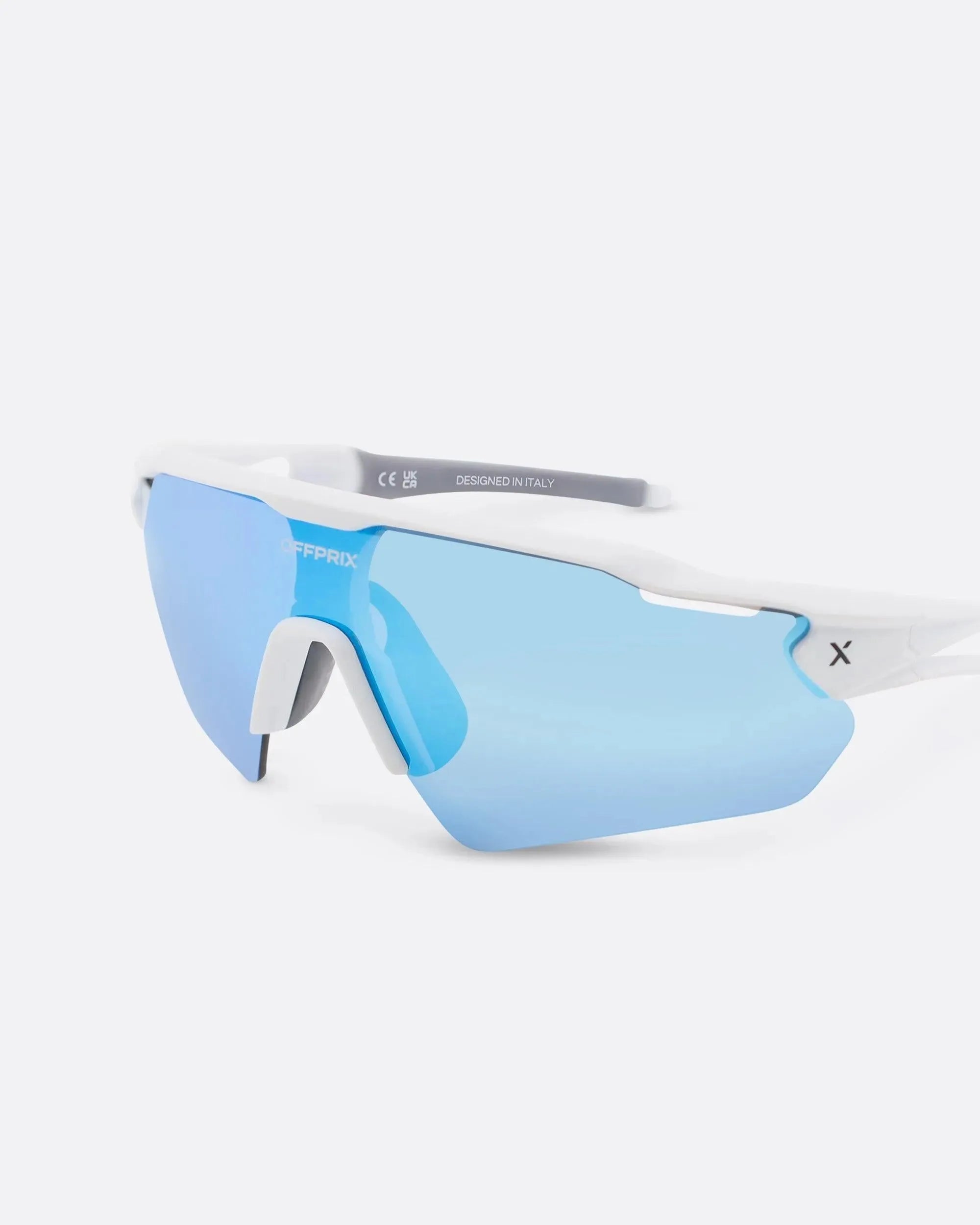 LASER WHITE - Blue sports sunglasses by OFFPRIX with lightweight durable frame and premium nylon lenses