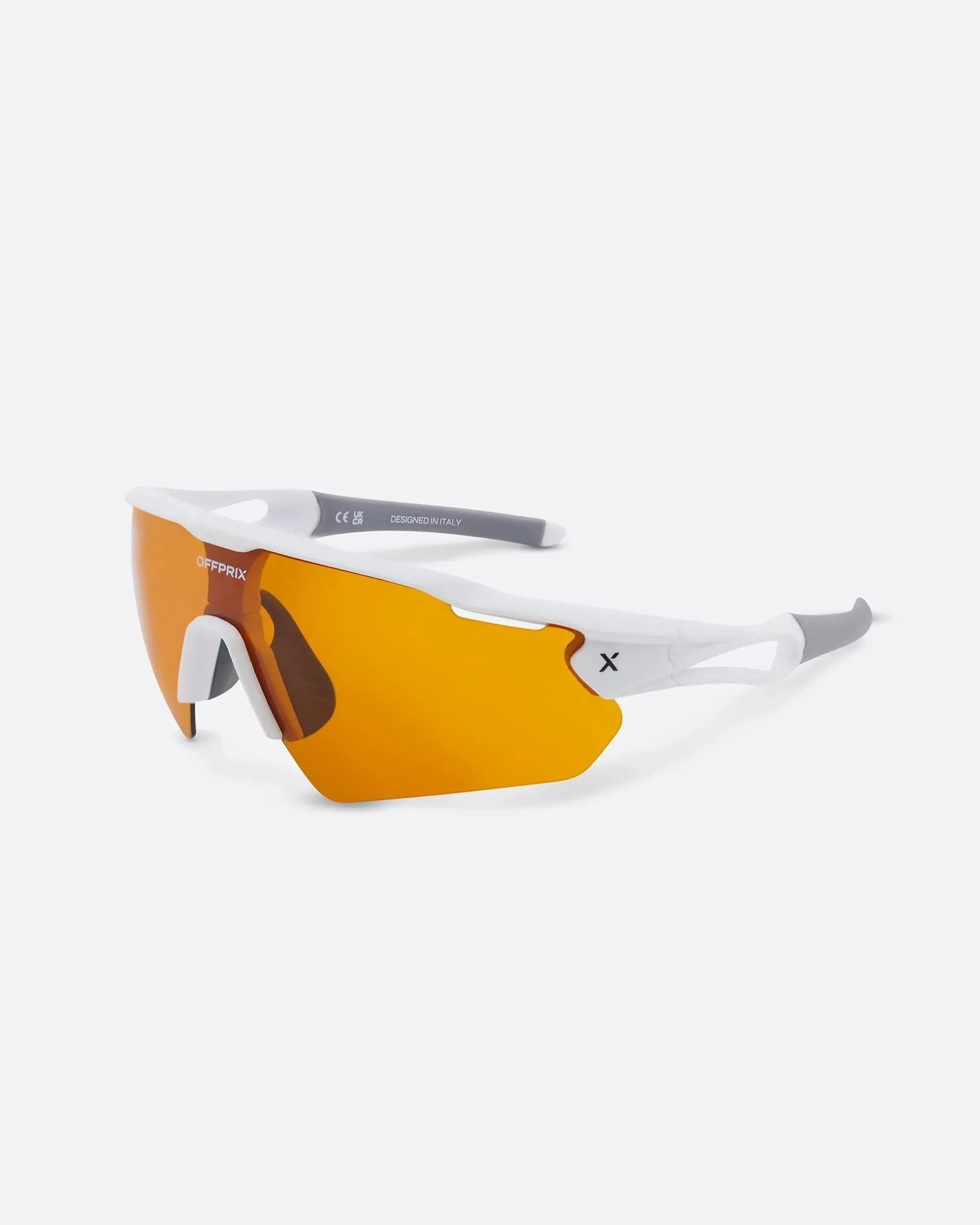 LASER WHITE - Brown sports sunglasses by OFFPRIX with lightweight durable frame and premium nylon lenses