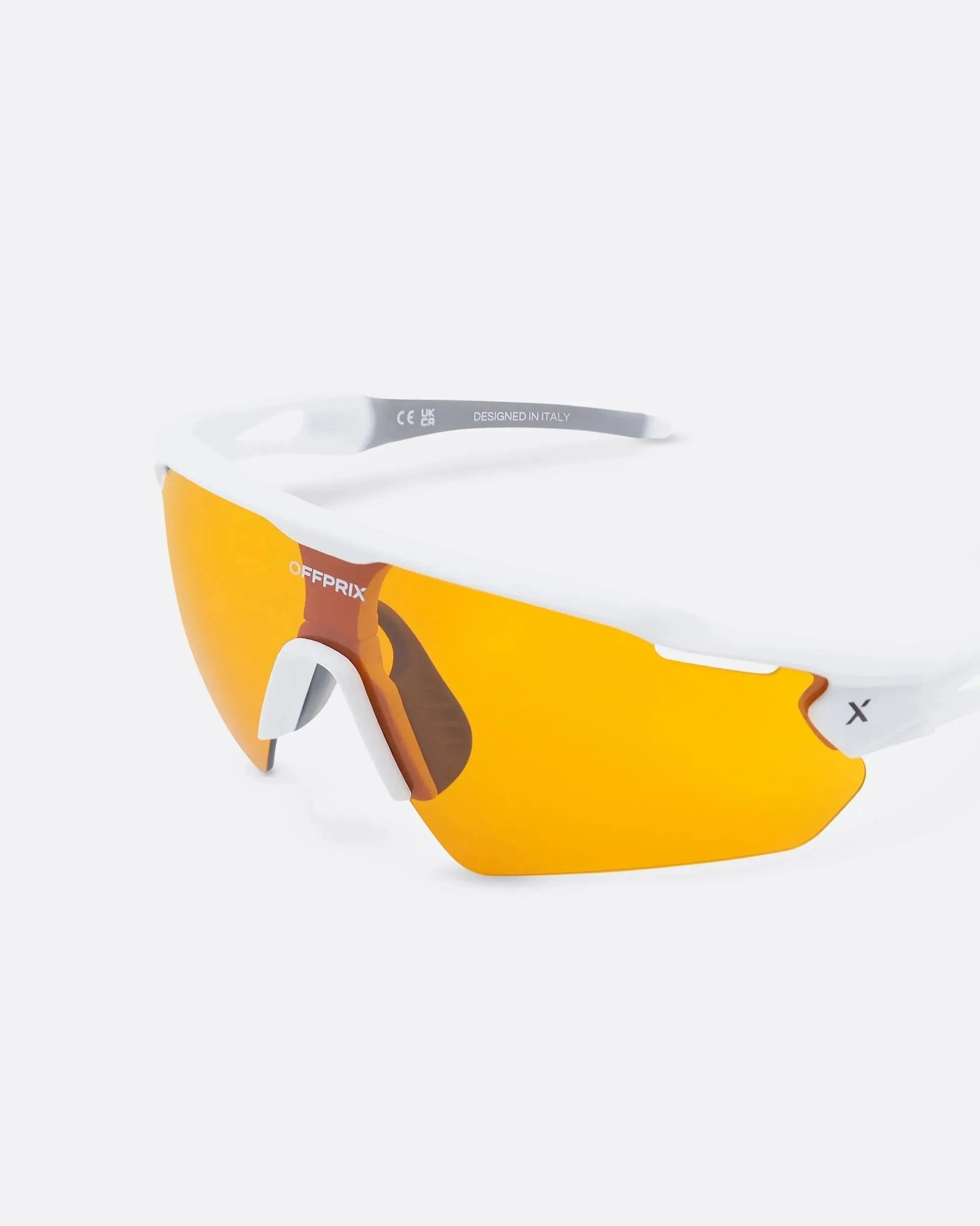 LASER WHITE - Brown sports sunglasses by OFFPRIX with lightweight durable frame and premium nylon lenses