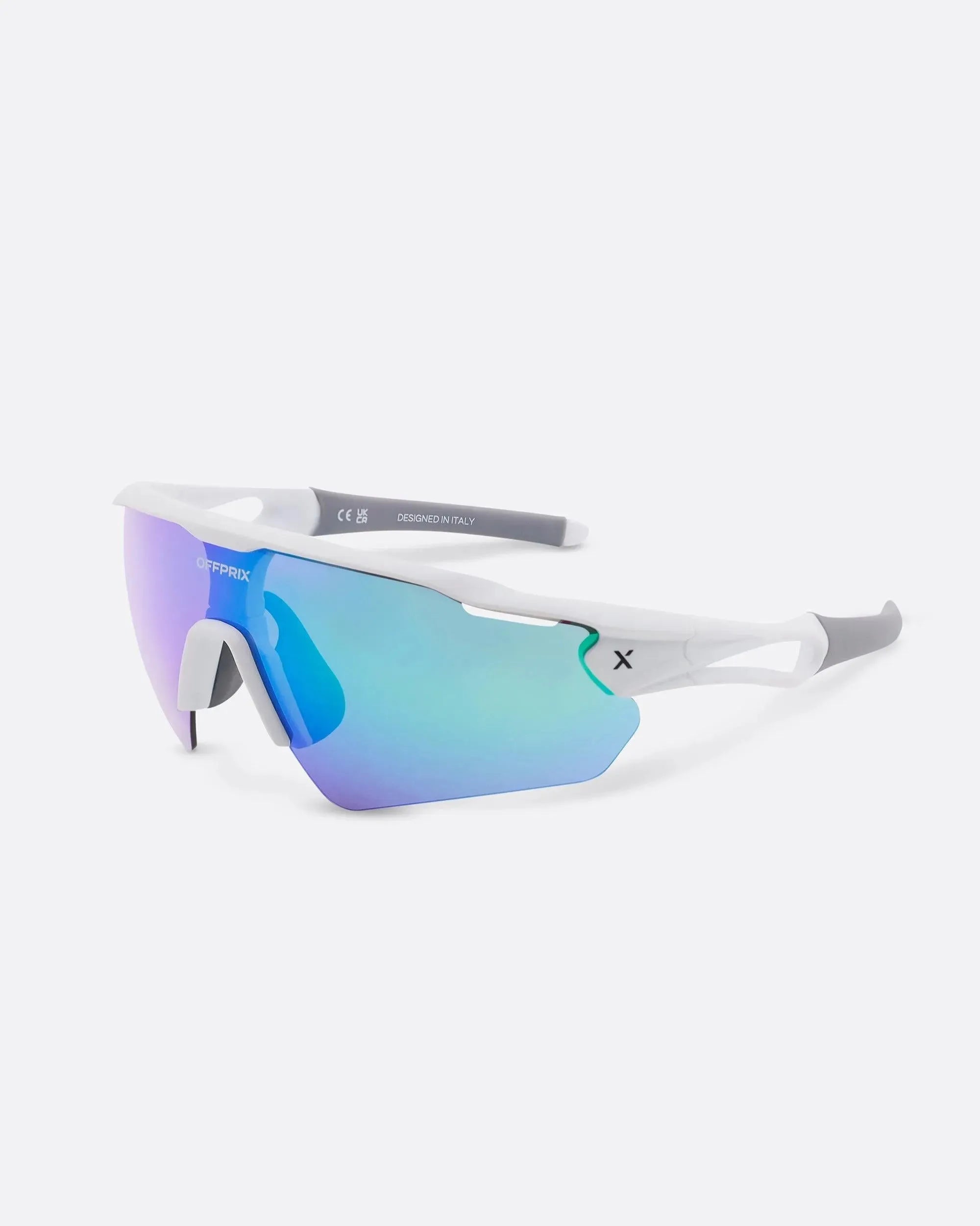 LASER WHITE - Green sports sunglasses by OFFPRIX with lightweight durable frame and premium nylon lenses
