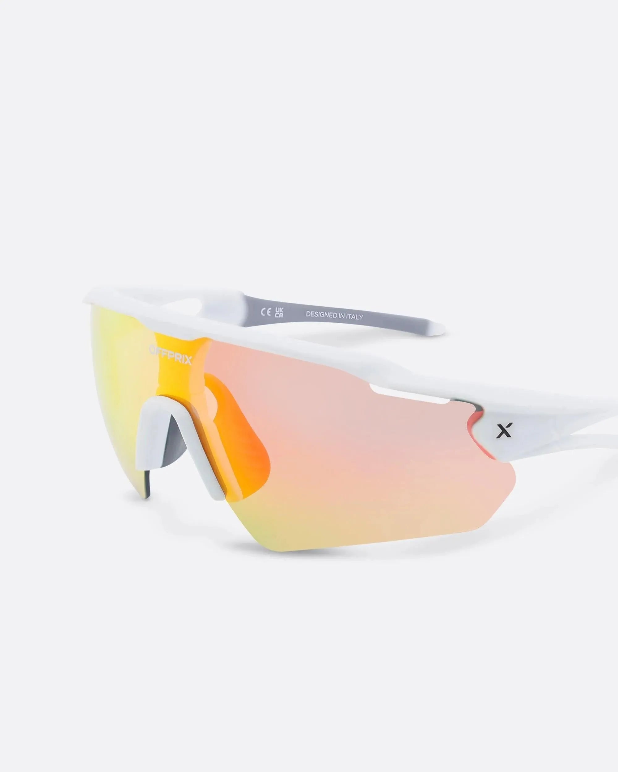 LASER WHITE - Red sports sunglasses by OFFPRIX with lightweight durable frame and premium nylon lenses