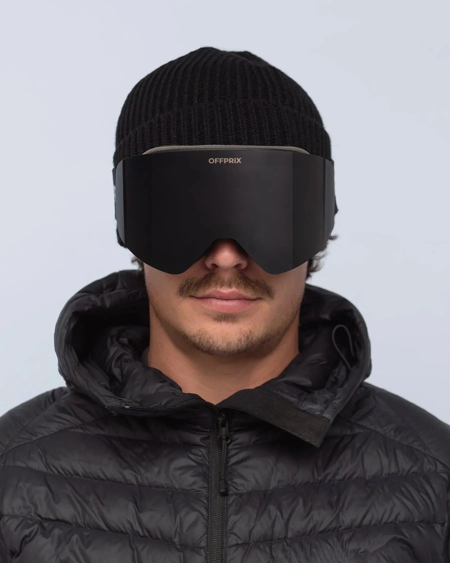 SKI 01 - BLACK ski goggles by OFFPRIX with anti-fog wide-view magnetic lens design