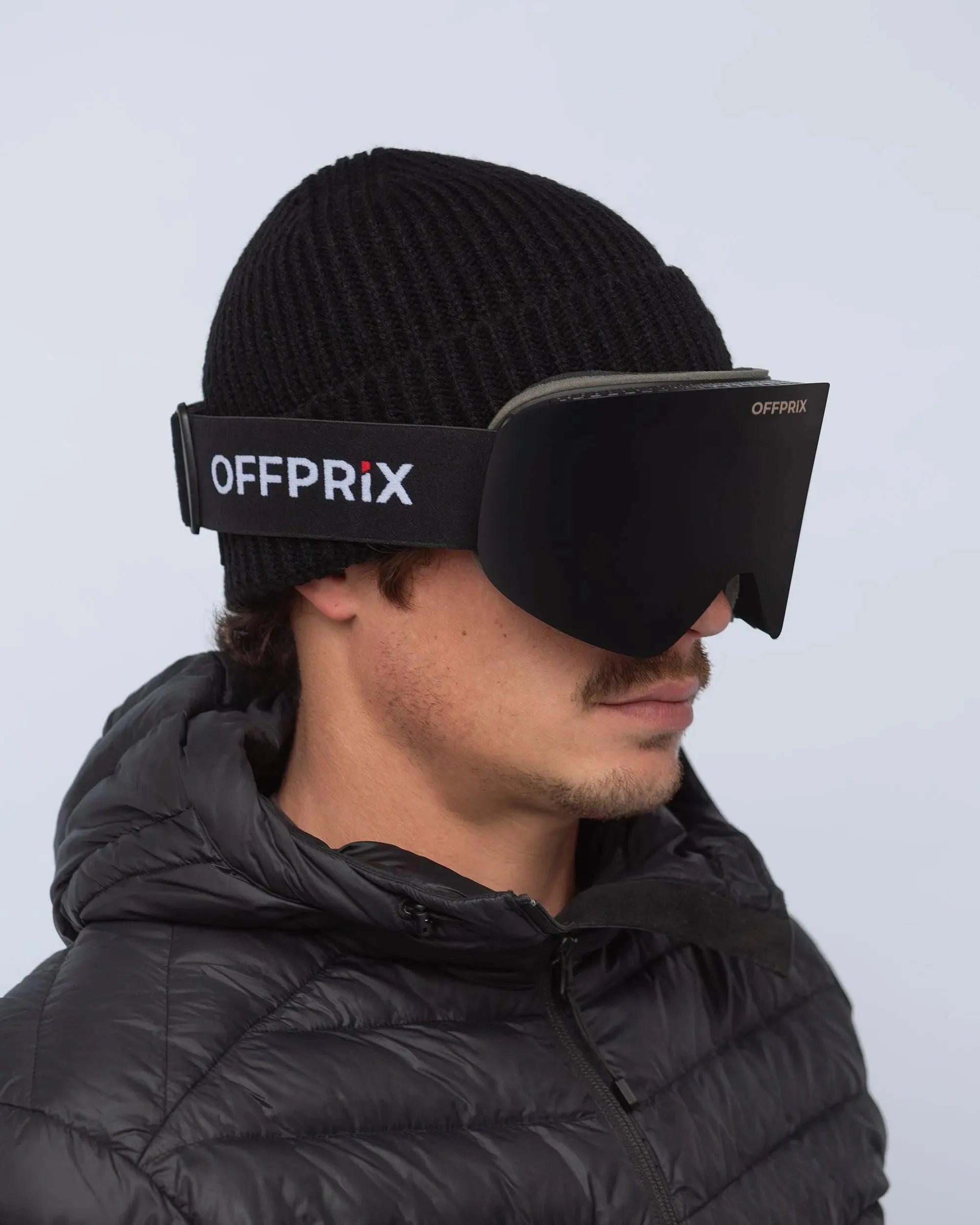 SKI 01 - BLACK ski goggles by OFFPRIX with anti-fog wide-view magnetic lens design