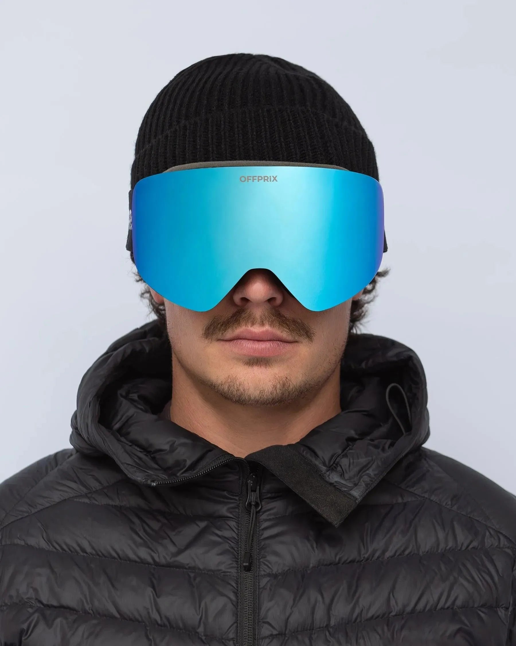 SKI 01 - BLUE ski goggles by OFFPRIX with anti-fog wide-view magnetic lens design
