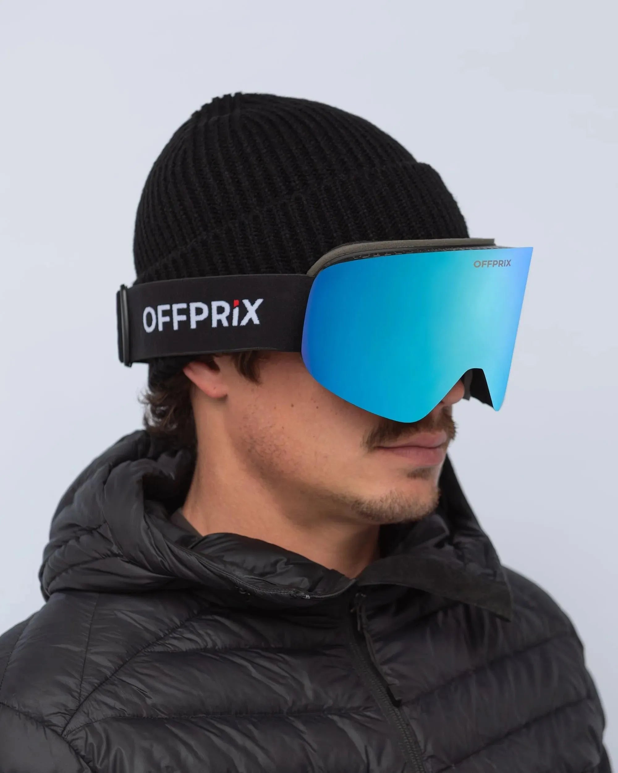 SKI 01 - BLUE ski goggles by OFFPRIX with anti-fog wide-view magnetic lens design