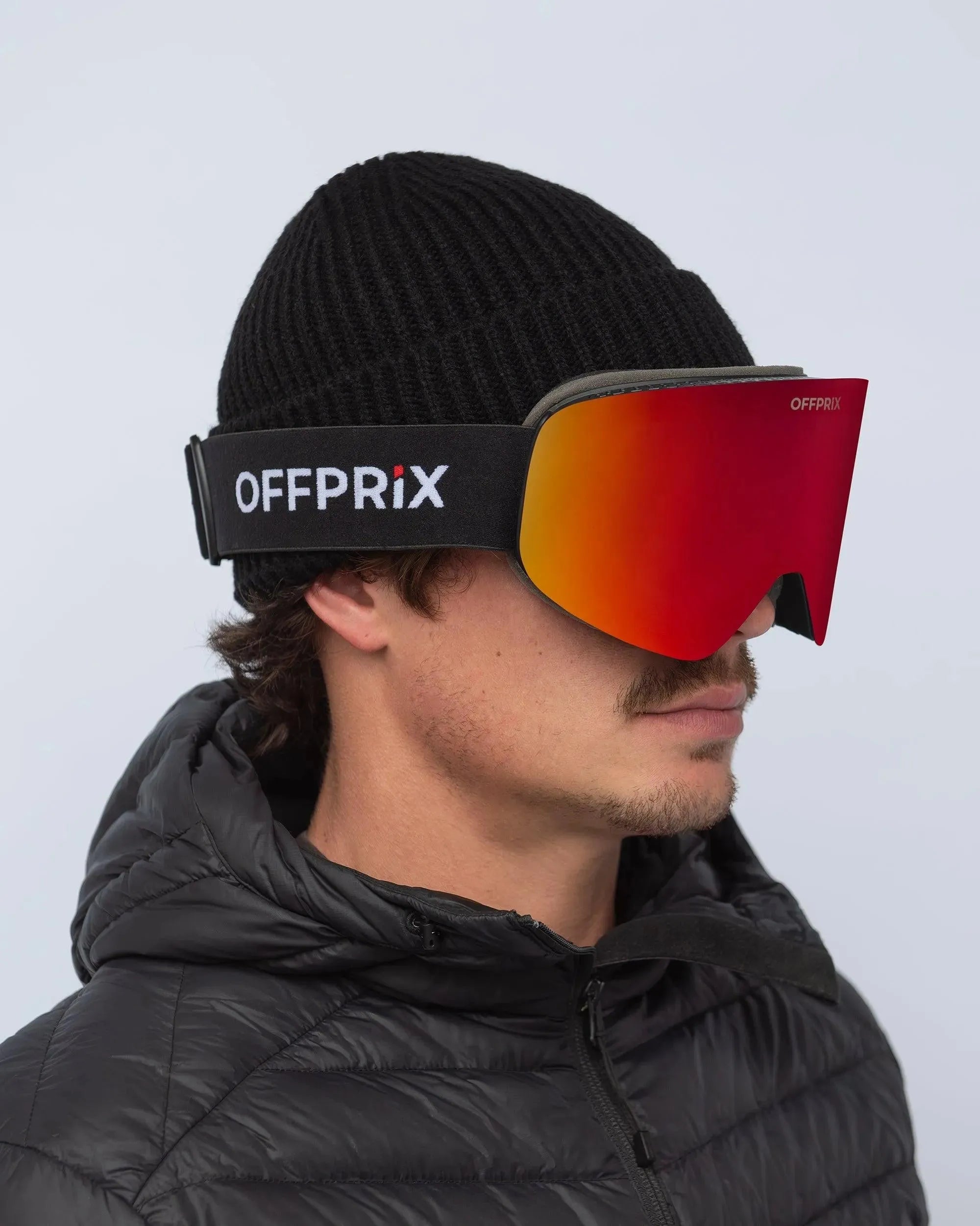 SKI 01 - RED ski goggles by OFFPRIX with anti-fog wide-view magnetic lens design
