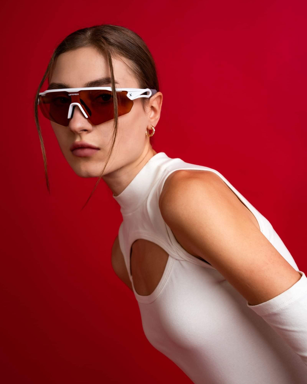 LASER WHITE - Rose sports sunglasses by OFFPRIX with lightweight durable frame and premium nylon lenses