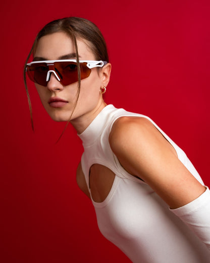 LASER WHITE - Rose sports sunglasses by OFFPRIX with lightweight durable frame and premium nylon lenses