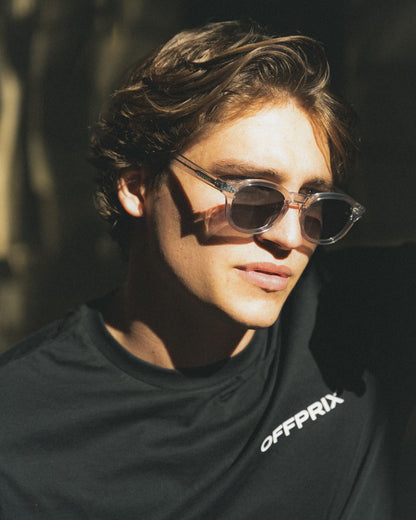 LINO - CRYSTAL GREY sunglasses by OFFPRIX made of Italian Mazzucchelli™ acetate with ZEISS™ gradient polarized lenses